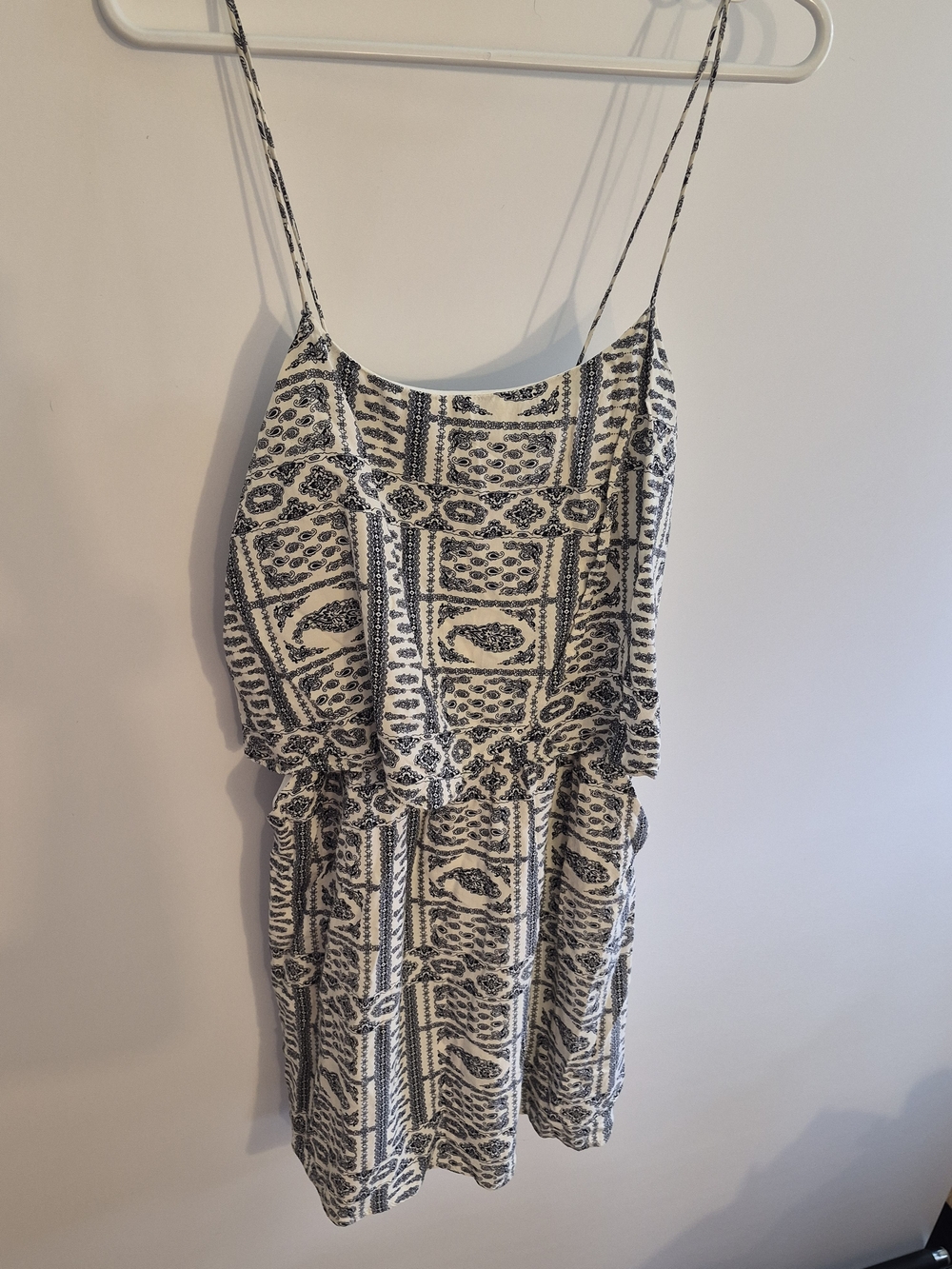 Only Black & White Printed Mini Dress with Spaghetti Straps